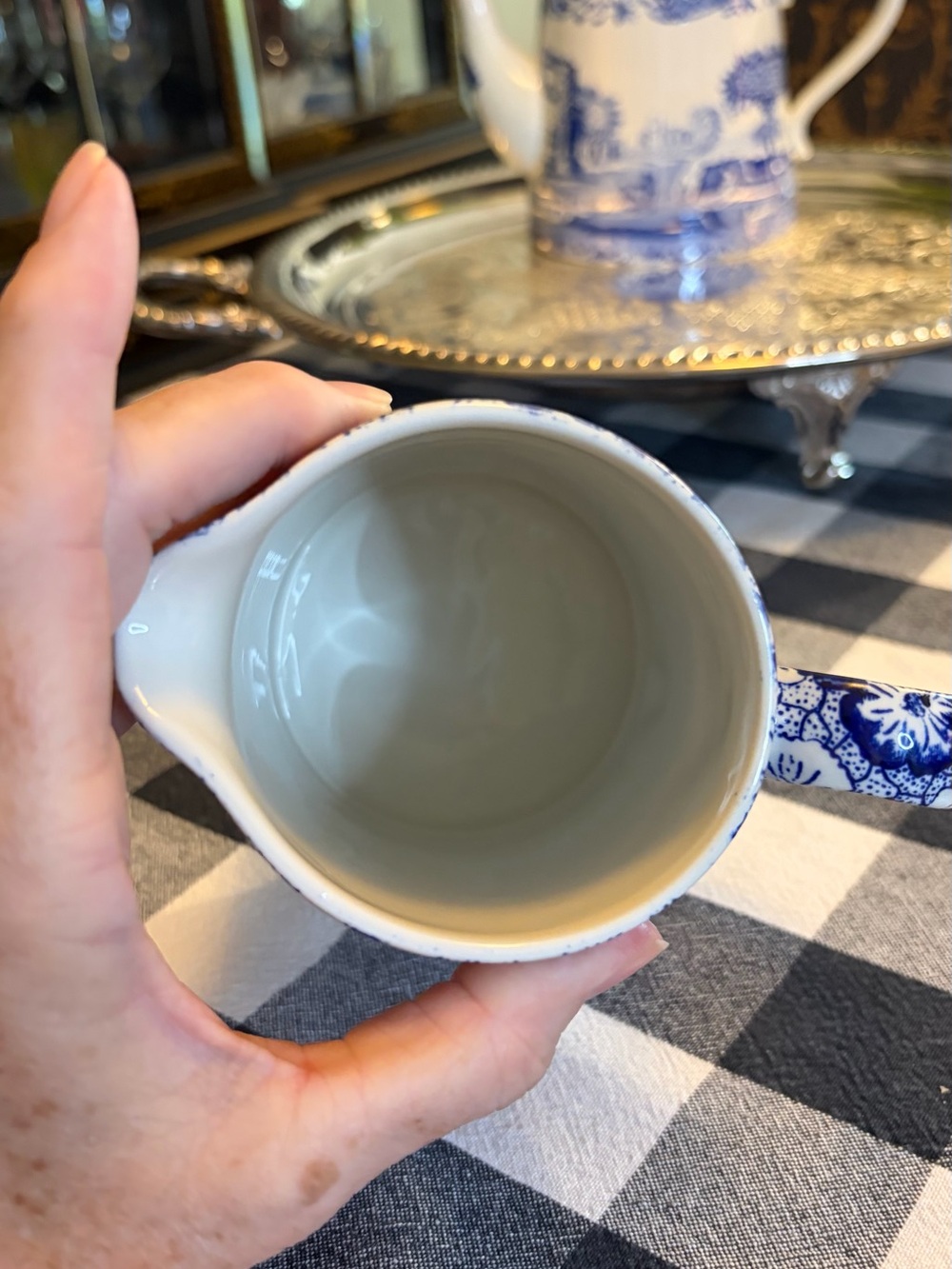 Burleigh Ironstone / Stafford England Calico Blue & White Floral Ceramic Pitcher - Picture 5 of 11